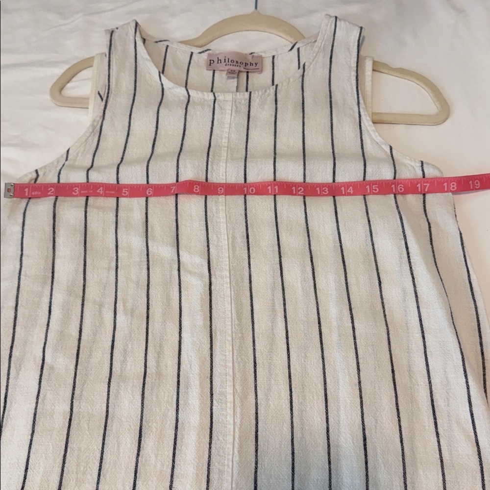 Philosophy Linen Stripe Shift Dress White Black Coastal Euro Summer Minimalist - Picture 14 of 15